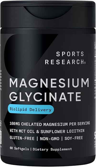 Sports Research® Magnesium Glycinate - Supports Restful Sleep & Enzymatic Processes - 160 mg Che... | Amazon (US)