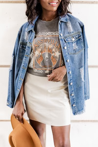 Nashville Grey Acid Wash Graphic Tee | Pink Lily