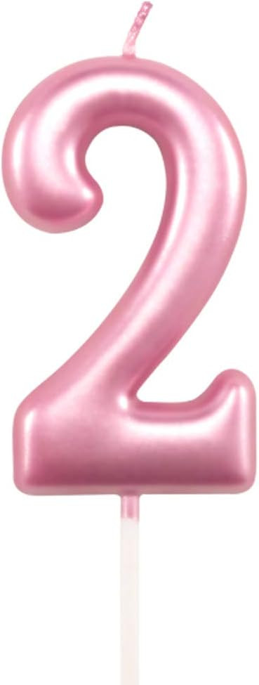 2nd Birthday Candle Two Years Pink Happy Birthday Number 2 Candles for Cake Topper Decoration for... | Amazon (US)