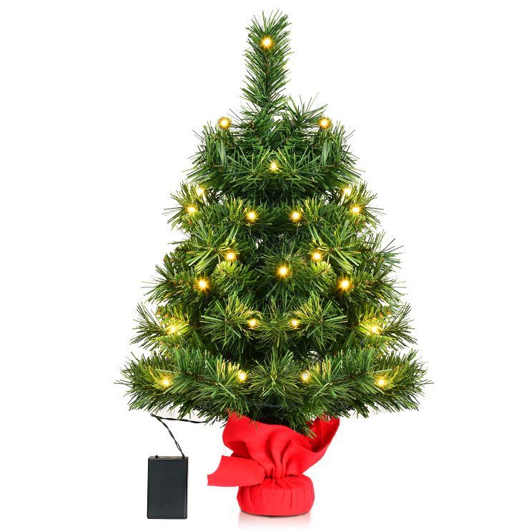 Tangkula 24"Artificial Christmas Tree Pre-Lit LED Lights for Window Side Tabletop w/ Led Lights | Target
