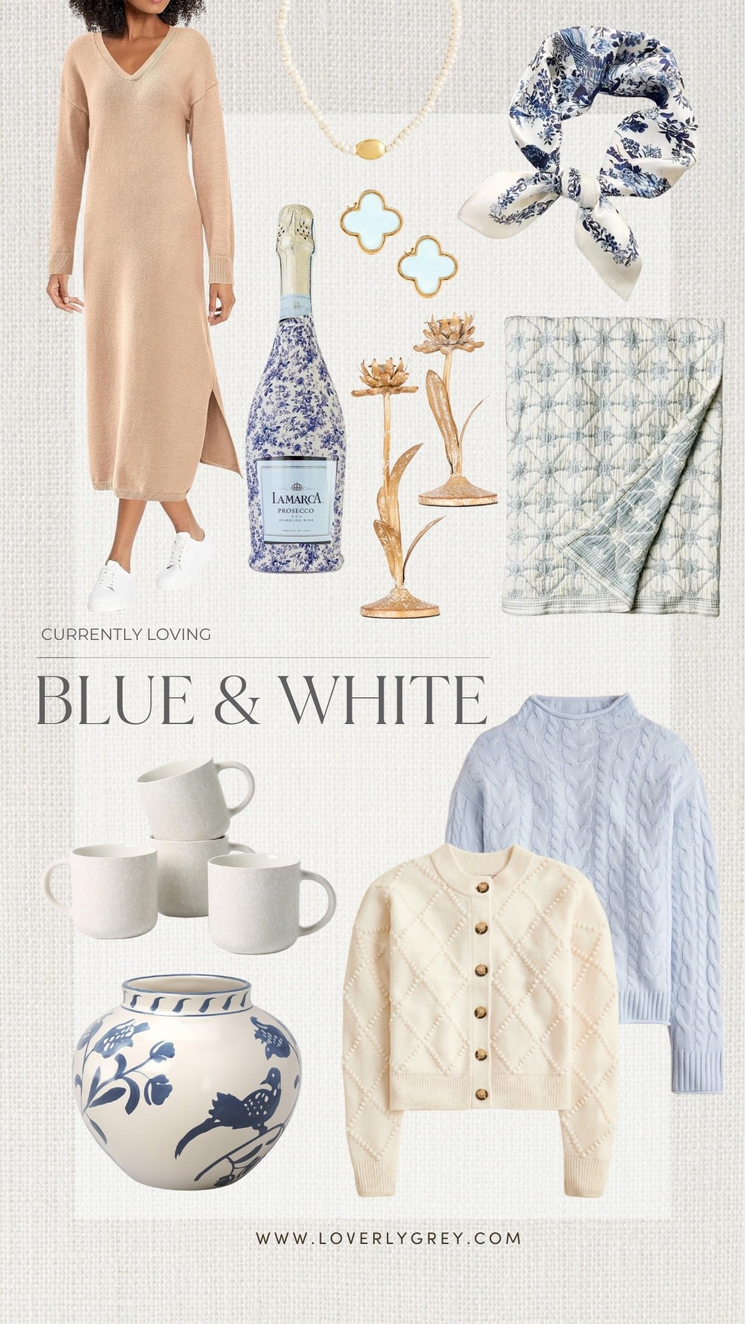 Currently loving blue & white color palette! Sweaters from J.Crew, a new blanket from Target, and ceramic coffee mugs for your morning coffee. I also love the blue and white vase for spring bouquets. 

#LTKFindsUnder100 #LTKSeasonal #LTKOver40