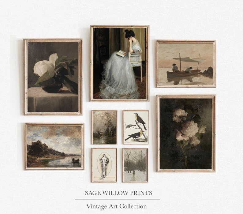 Vintage Gallery Wall Set of 9 Prints Vintage Oil Paintings - Etsy | Etsy (US)