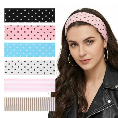Polka Dot Headband Set - 6PCS Cute Head Bands for Women, Polkadot Headband Fashion Accessories | Amazon (UK)