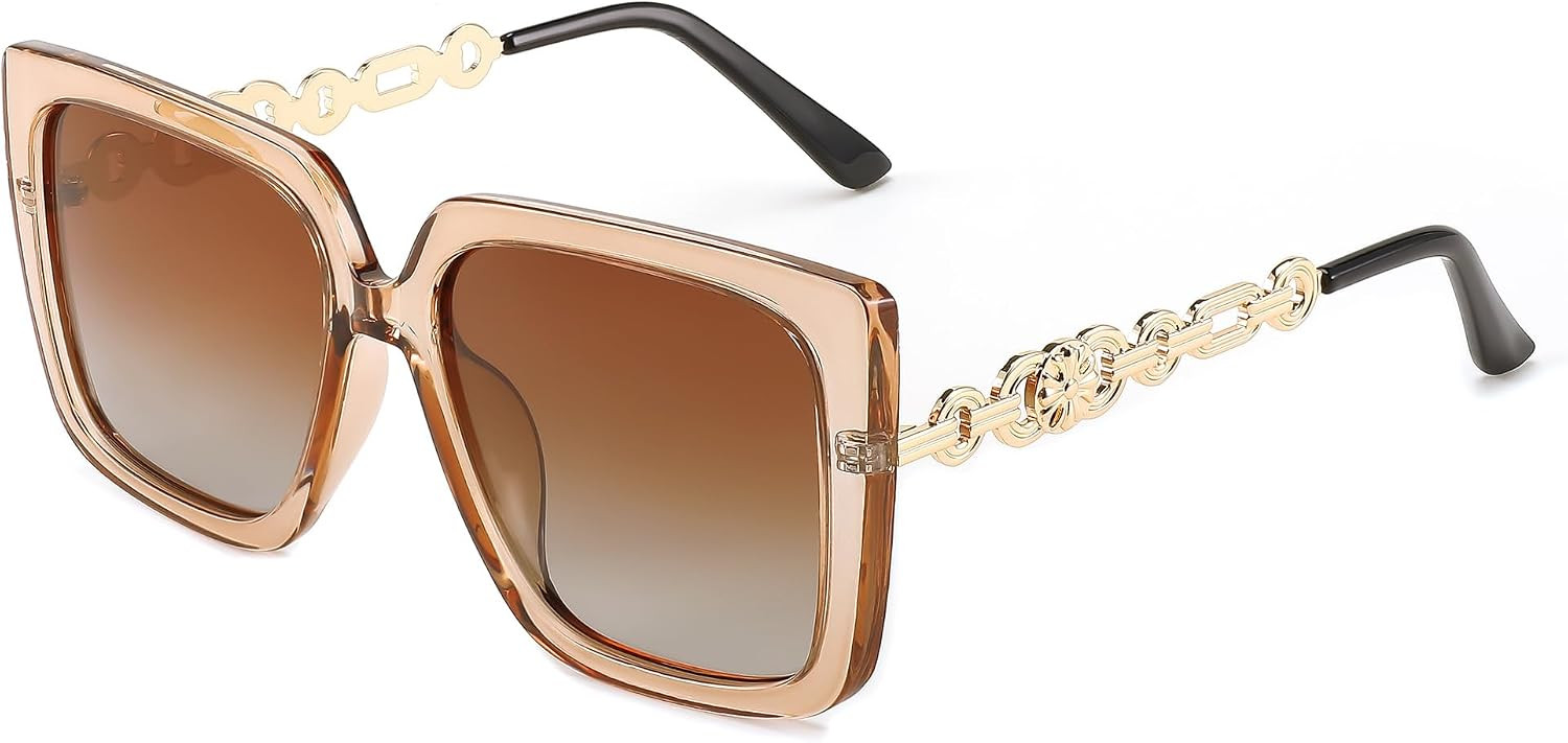 FEISEDY Sunglasses Womens Trendy, Oversized Square Shades, Pearl Inlay Cat Eye Frame UV400 Protection B2625 | Amazon (US)