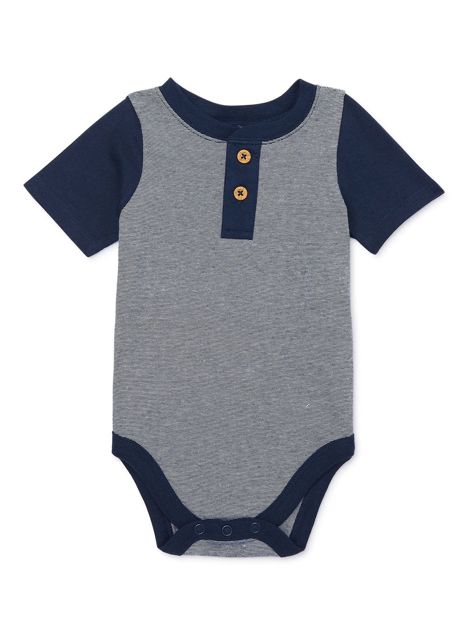 Garanimals Baby Boy Short Sleeve Henley Bodysuit, Sizes 0-24 Months | Walmart (US)