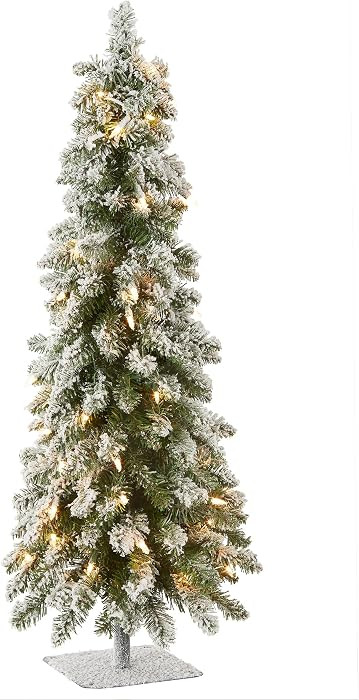 National Tree Company 3 ft Pre-Lit Flocked Downswept Forestree Mini Artificial Christmas Tree,50 ... | Amazon (US)