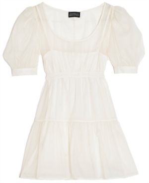 Danielle Bernstein Solid Organza Puff-Sleeve Mini Dress, Created for Macy's | Macys (US)