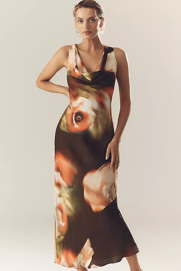 The Gracie Cowl-Neck Satin Slip Maxi Dress | Anthropologie (US)