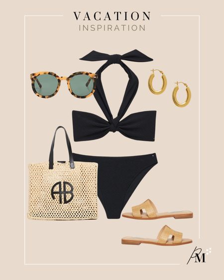 anine bing reeve bikini 
tortoise sunglasses
anine bing rio tote bag 
gold hoop earring 
steve madden raffia sandal 

#LTKstyletip #LTKFind #LTKswim