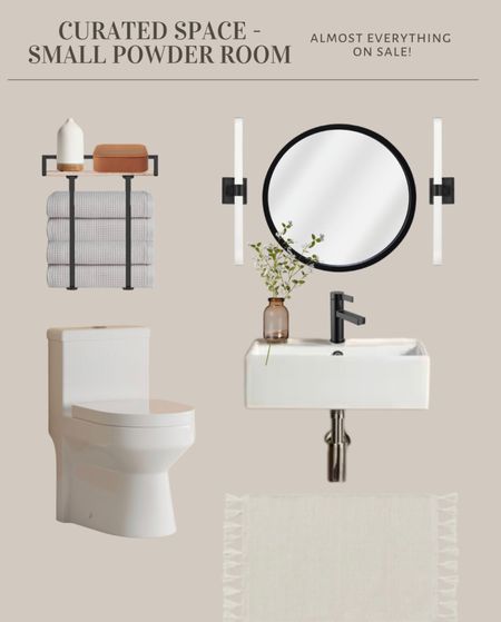 A modern organic curated powder room, with a space saving wall mount sink! 

#LTKHome #LTKStyleTip #LTKFindsUnder100