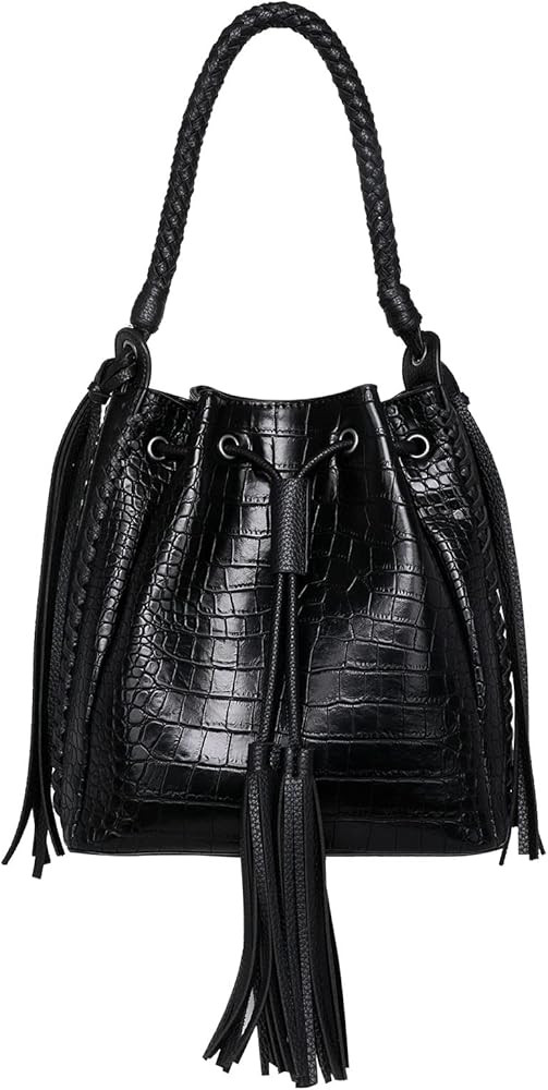 Wrangler Hobo Handbags for Women PU Leather Woven Shoulder Bags Ladies Fashion Bucket Bag | Amazon (US)
