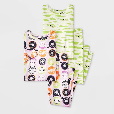Toddler Girls' Soft Brushed Tight Fit 2pc Donuts and Mummies Pajama Set - Cat & Jack™ Pink 18M | Target