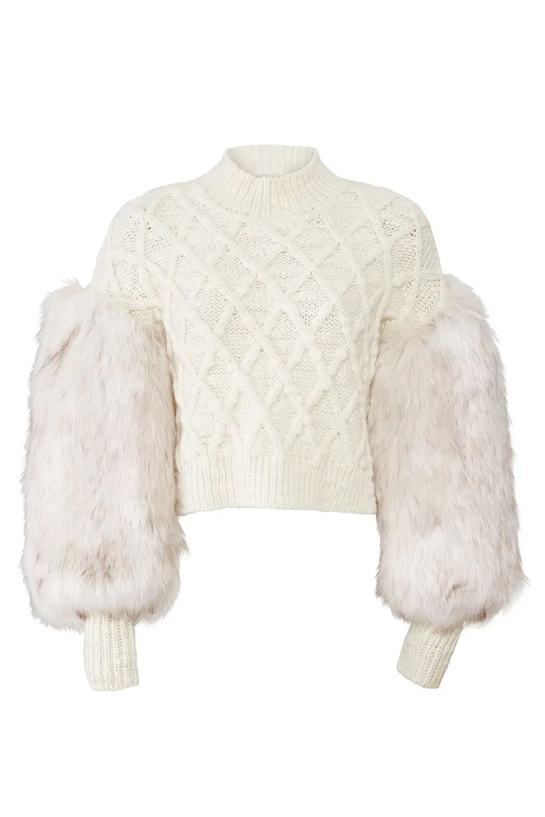 Cable And Faux Fur Sweater | Rent The Runway