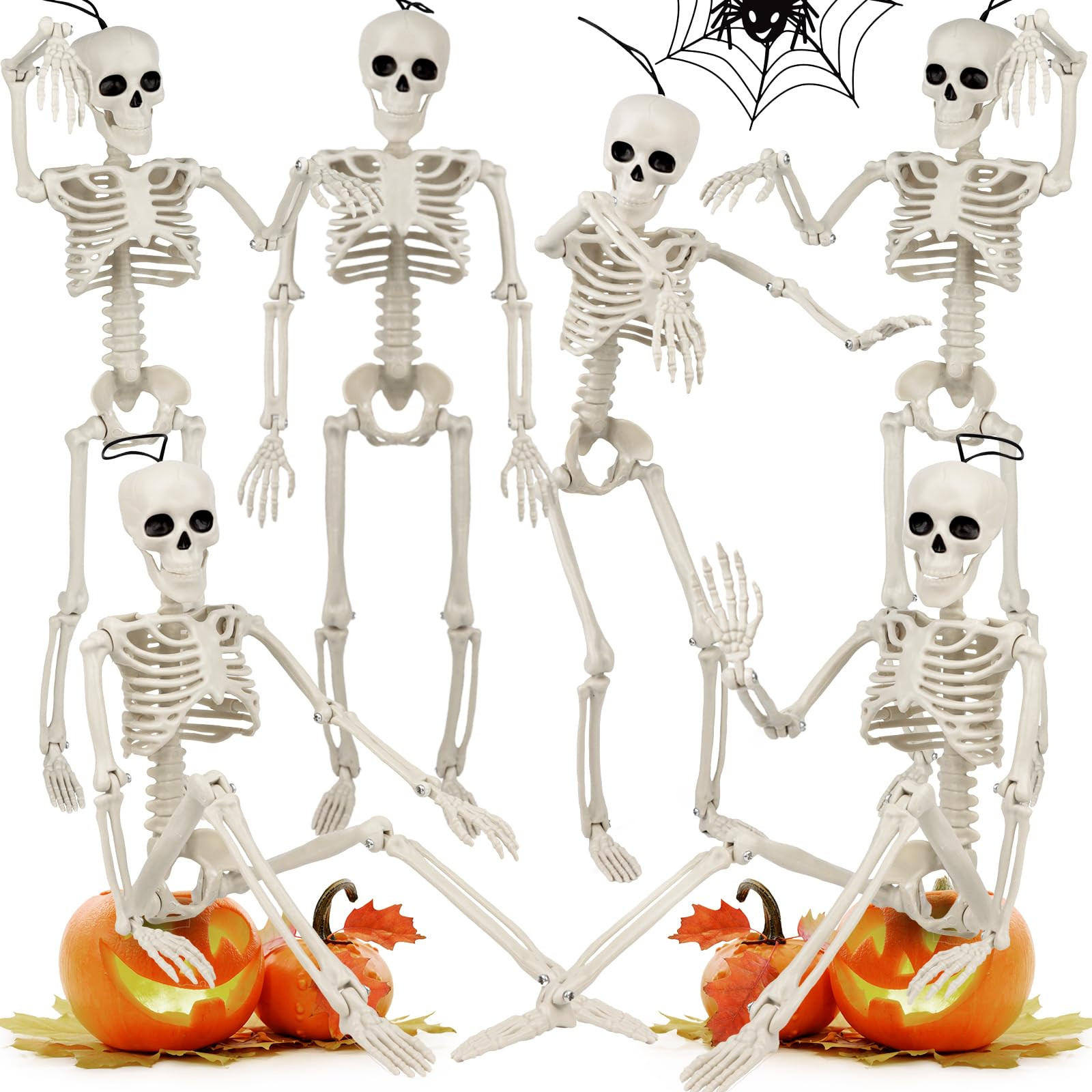 6 Pack Halloween Skeleton Decorations Outdoor: 16" Halloween Full Body Skeleton with Movable Posa... | Amazon (CA)
