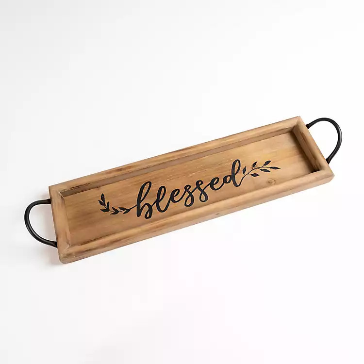 Blessed Natural Wood Tray with Handles | Kirkland's Home