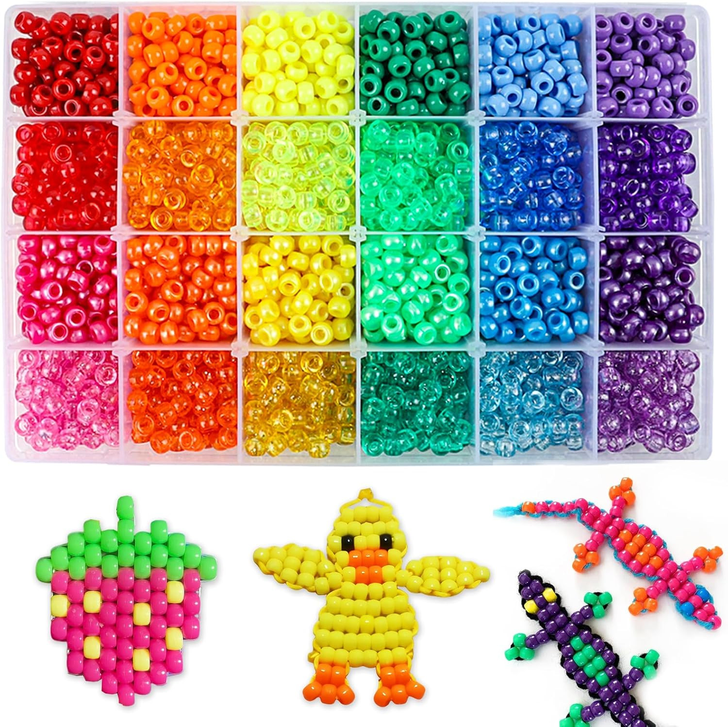 Quefe 2880pcs Pony Beads Kit, Kandi Beads for Hair, Rainbow Beads Plastic Bead for Craft 6 x 9mm ... | Amazon (US)