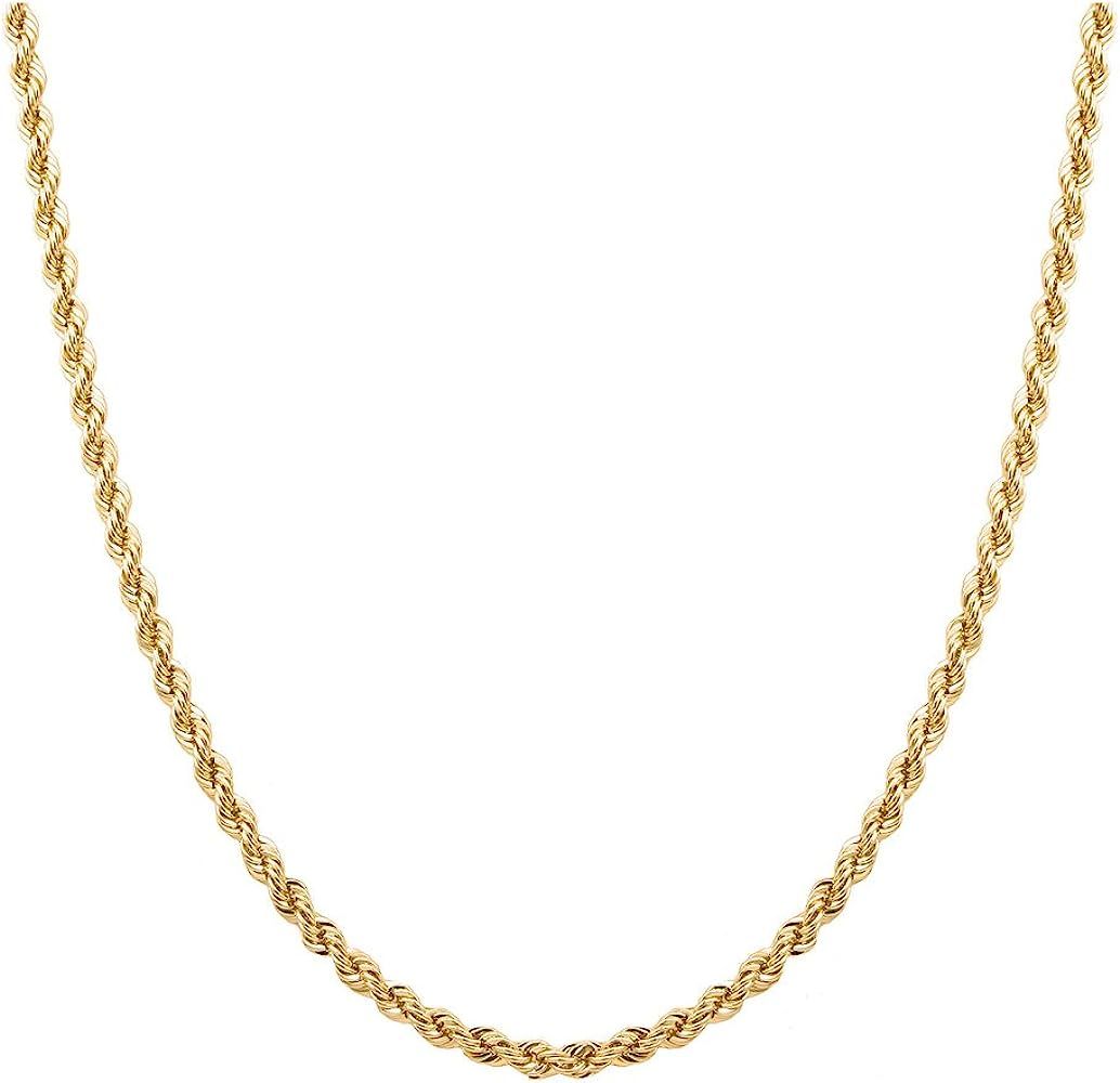 Sterling Silver 2mm diamond cut rope chain necklace- Made In Italy | Amazon (US)