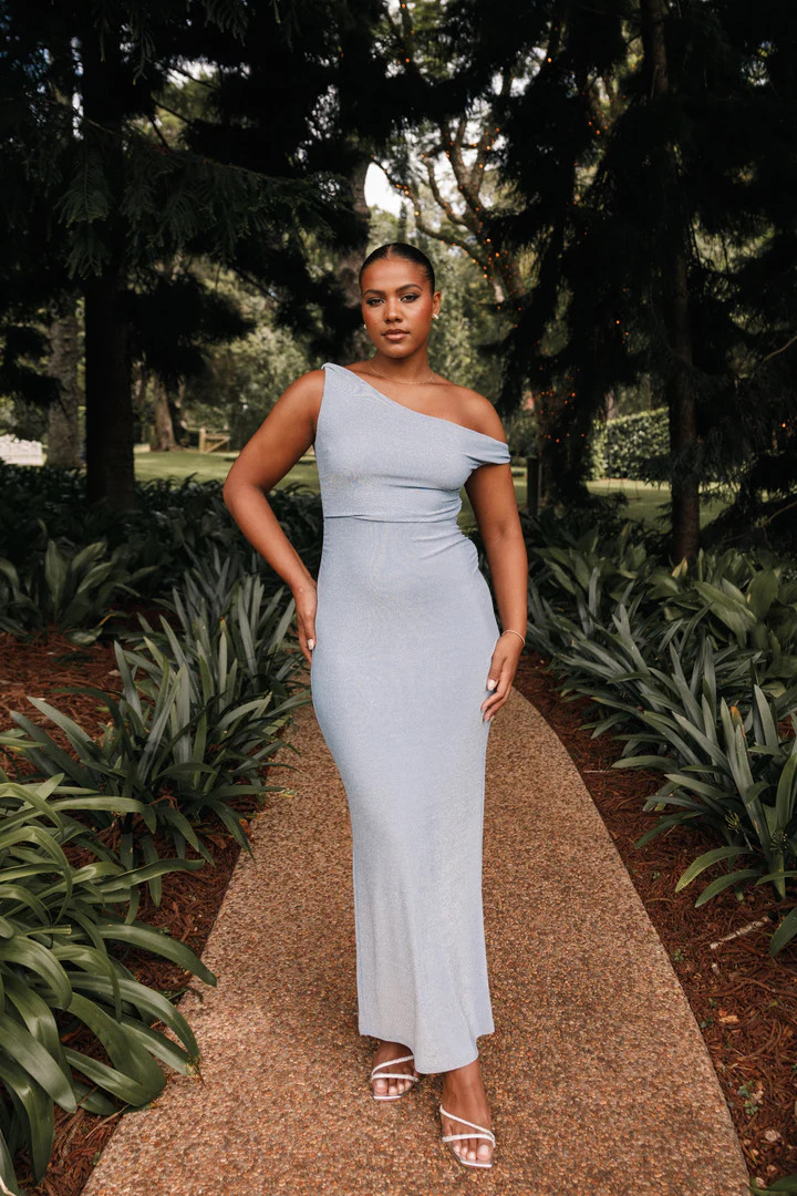 Sebastian Off Shoulder Maxi Dress - Blue | Petal & Pup (US)