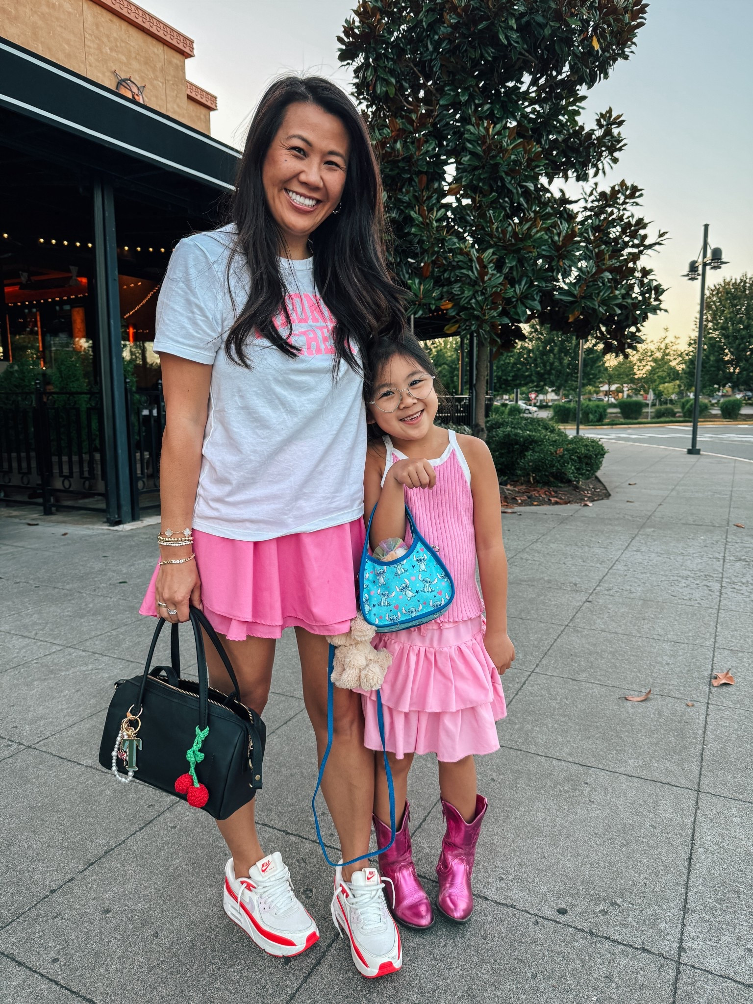Mommy daughter pink skirt outfits 
Summer casual


#LTKPetite #LTKOver40 #LTKKids