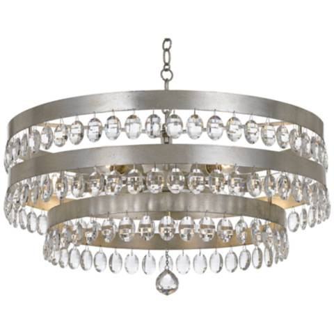 Crystorama Perla 26"W Antique Silver and Crystal Chandelier | LampsPlus.com