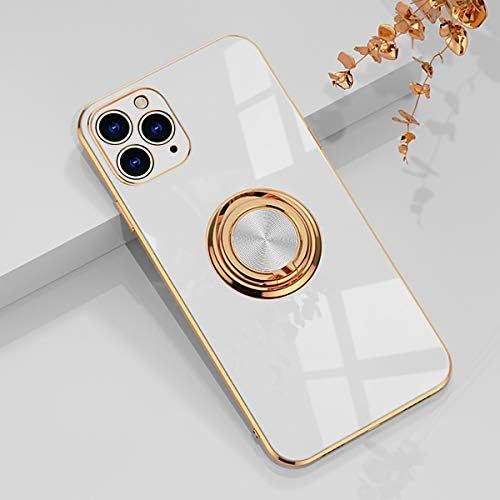 aowner Compatible with iPhone 11 Pro Max Ring Holder Case Shiny Plating Rose Gold Edge 360 Degree Ro | Amazon (US)