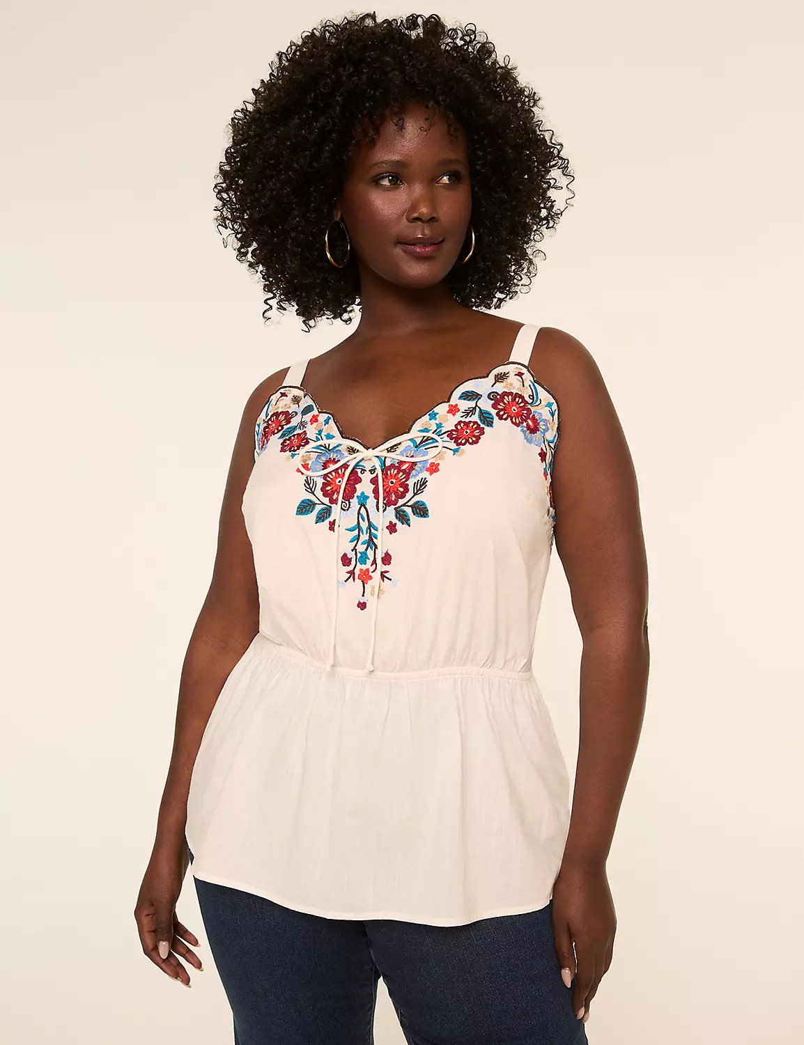 Embroidered V-Neck Tank | Lane Bryant (US)