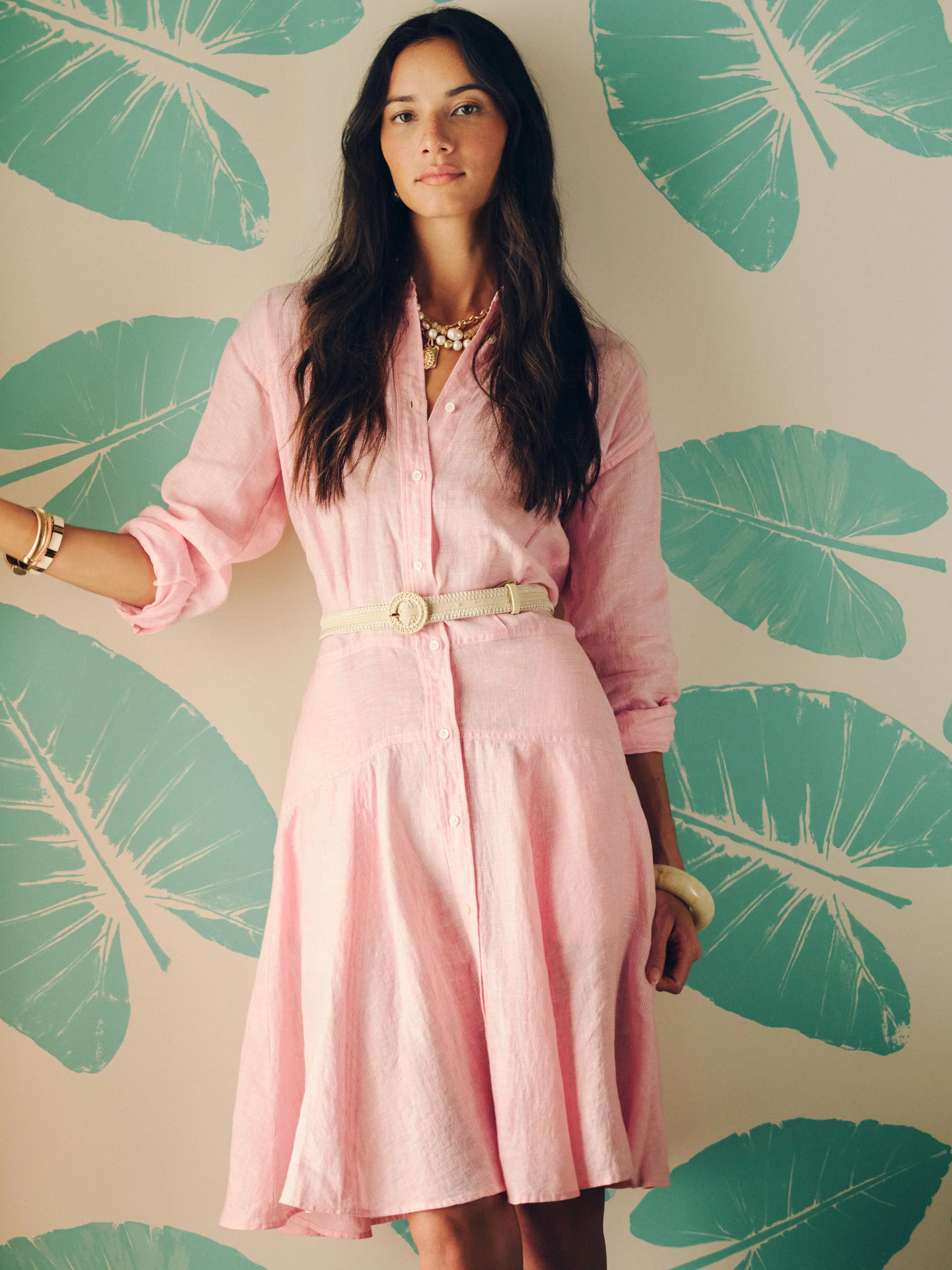 Pink/White Stripe Mary Linen Dress | Women's Dresses | J.McLaughlin | J.McLaughlin