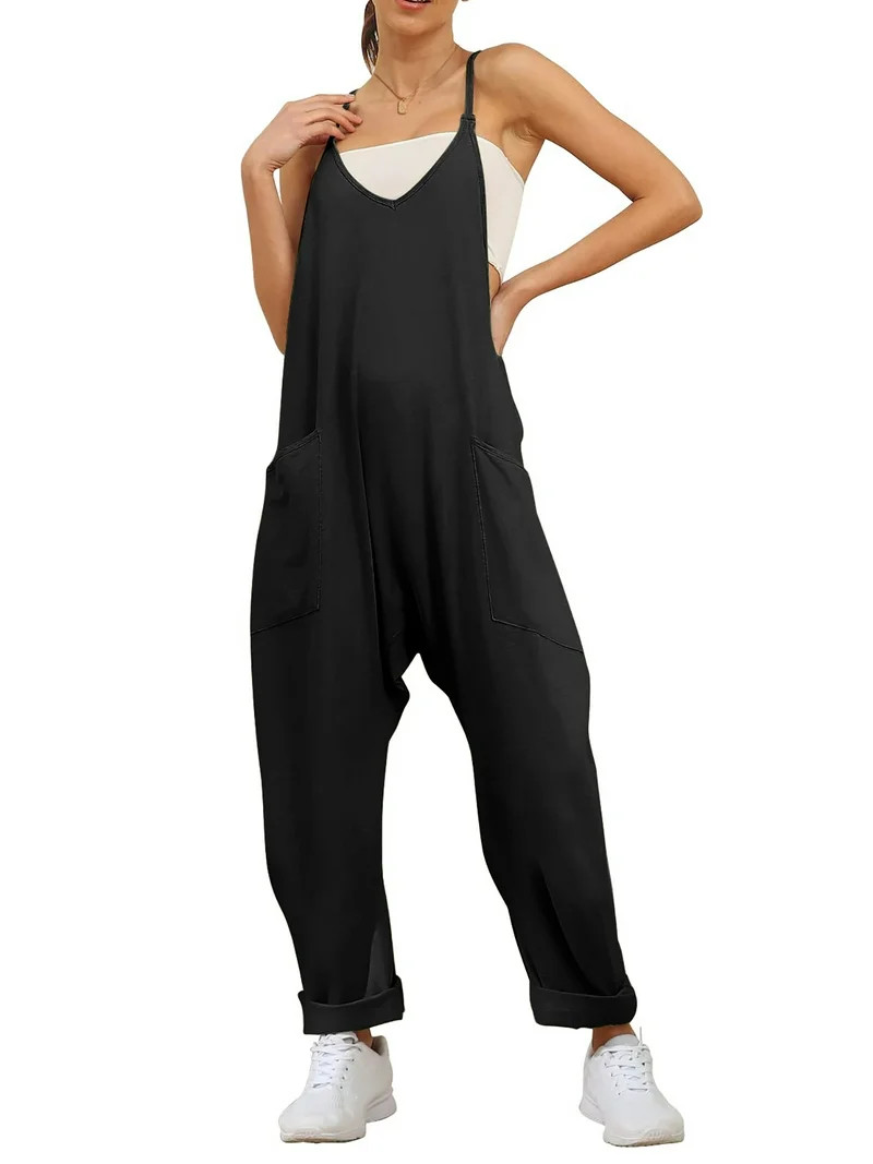 Fantaslook Jumpsuits for Women Casual Loose Rompers Sleeveless Spaghetti Strap Overalls Jumpers H... | Walmart (US)