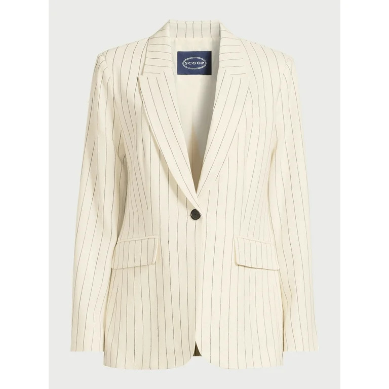 Scoop Women's Ultimate One Button Linen Blazer, Sizes XS-XXL | Walmart (US)