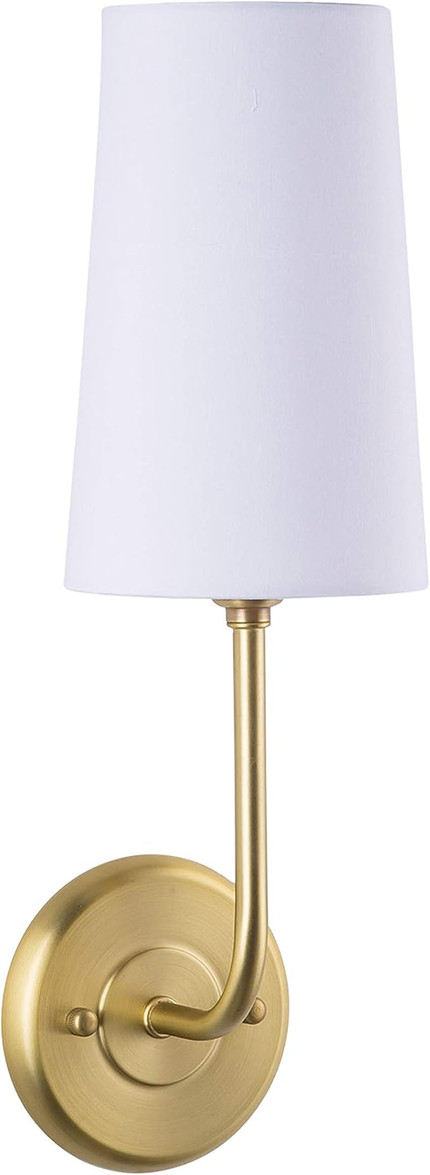 Click for more info about Forma Wall Sconce Light Fixture | Brushed Brass Bathroom Lighting with Fabric Shade LL-SC482-AB