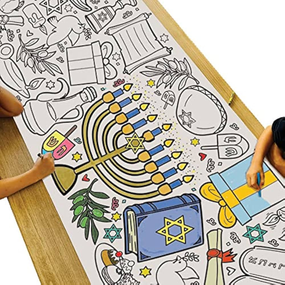 Tiny Expressions Giant Hanukkah Coloring Poster for Kids - 30 x 72 Inches Jumbo Paper Banner or T... | Amazon (US)