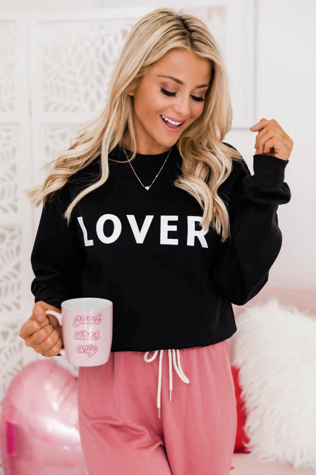 LOVER Block Black Graphic Sweatshirt | The Pink Lily Boutique
