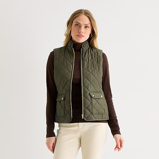 St. John's Bay Womens Midweight Quilted Vest | JCPenney