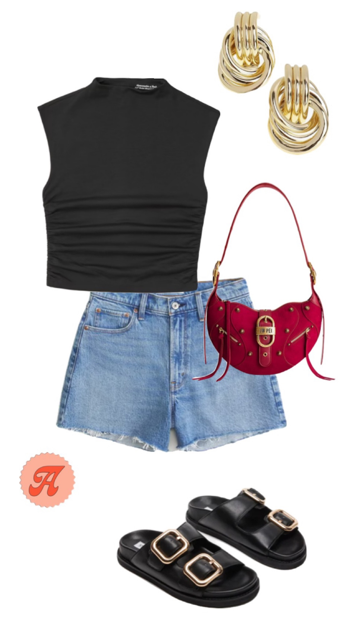 spring/summer simple outfit but make it classy with a pop of red ❤️‍🔥

tags: denim shorts, abercrombie, steve madden, amazon, red, purse, sale, chunky gold earrings, curve love, mock neck, outfit ideas

#LTKstyletip #LTKSpringSale