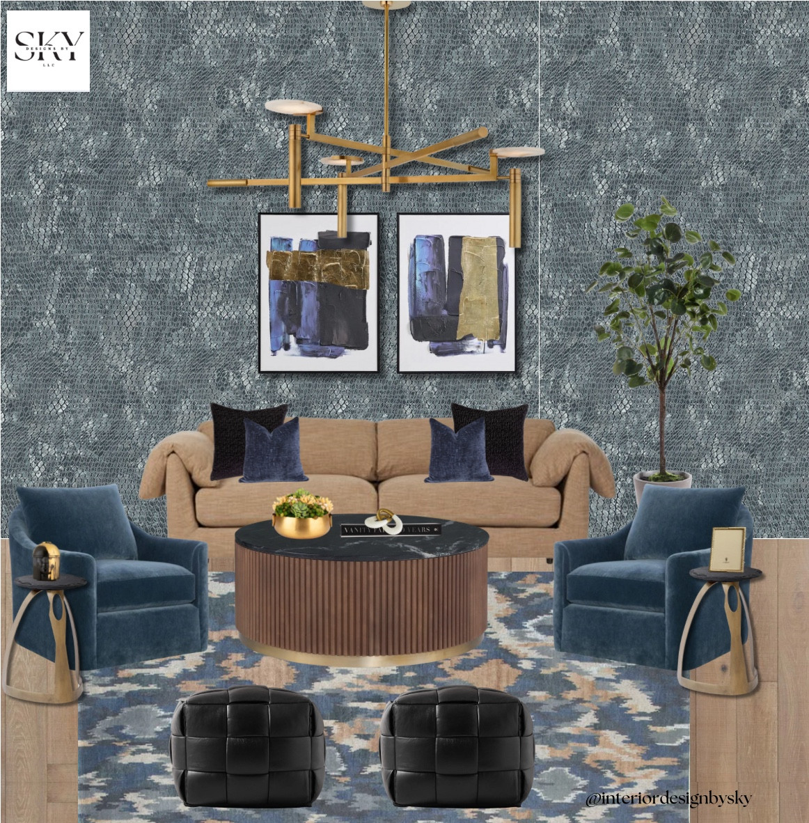 Moody tones meet modern structure — rich blues, warm neutrals, and a touch of brass to keep it luxe but livable. A space that feels collected, not curated. 🖤💙

#interiordesignbySky #LTKhome #moderninterior #moodyspaces #livingroominspo #boldneutrals #designgoals #statementlighting #textureandtone


#LTKStyleTip #LTKHome #LTKSeasonal