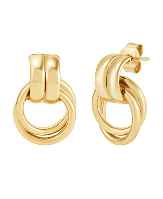 Macy's Polished Doorknocker Stud Drop Earrings in 18k Yellow Gold-Plated Sterling Silver - Macy's | Macy's