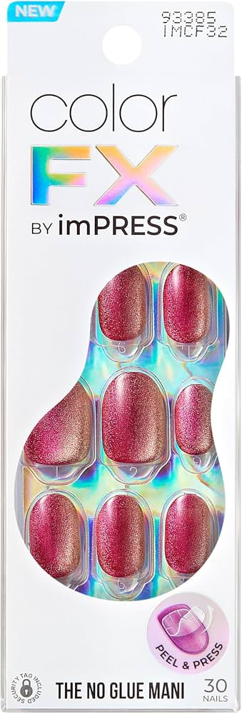 KISS imPRESS No Glue Mani Press On Nails, Color FX, 'Walk Out', Pink, Short Size, Oval Shape, Inc... | Amazon (US)