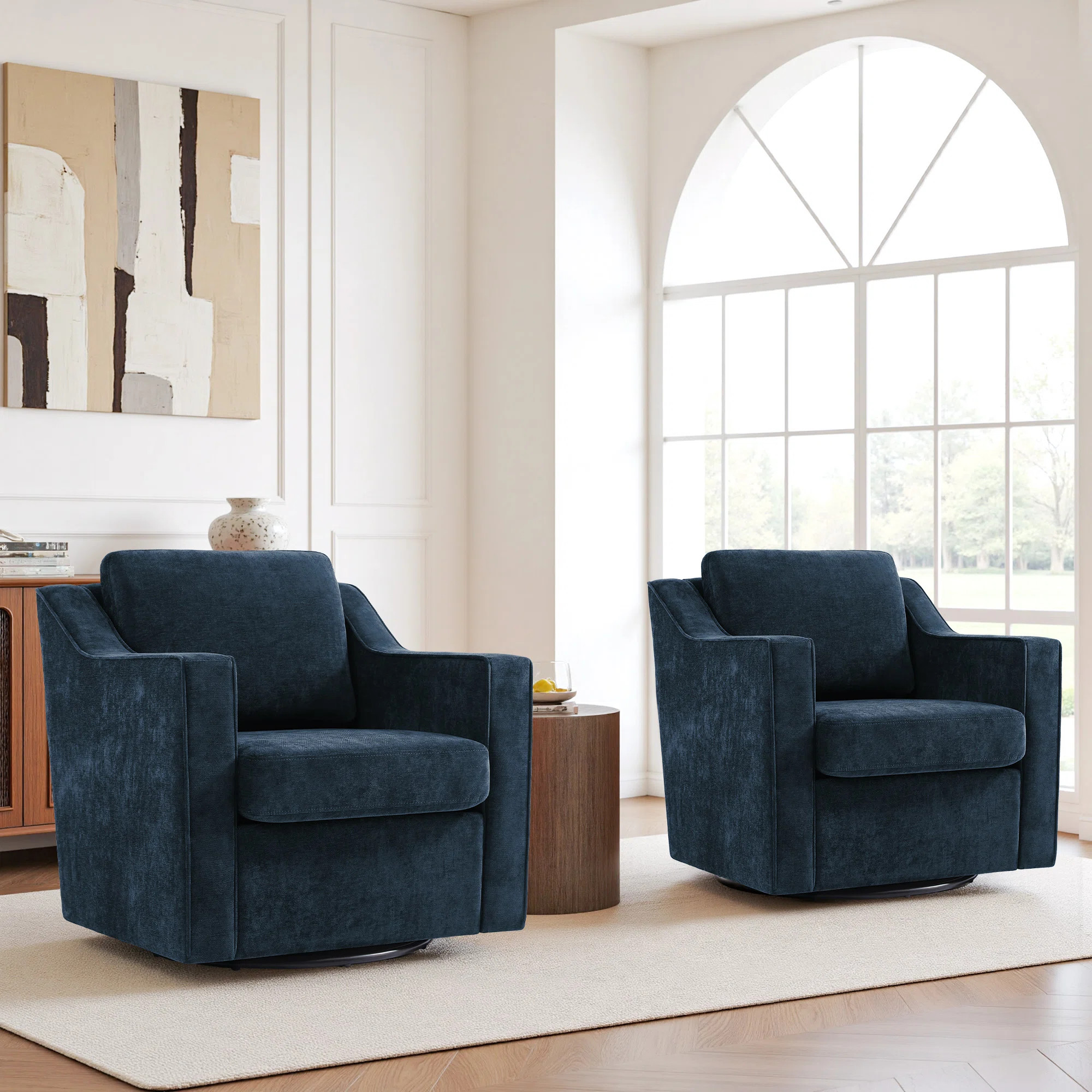 Bronnen Big And Wide Upholstered Cushion Swivel Armchair with Removable Back and Seat Cushion (Se... | Wayfair North America