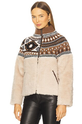 Linea Fair Isle Knit Combo Fleece Jacket in Multi | Revolve Clothing (Global)