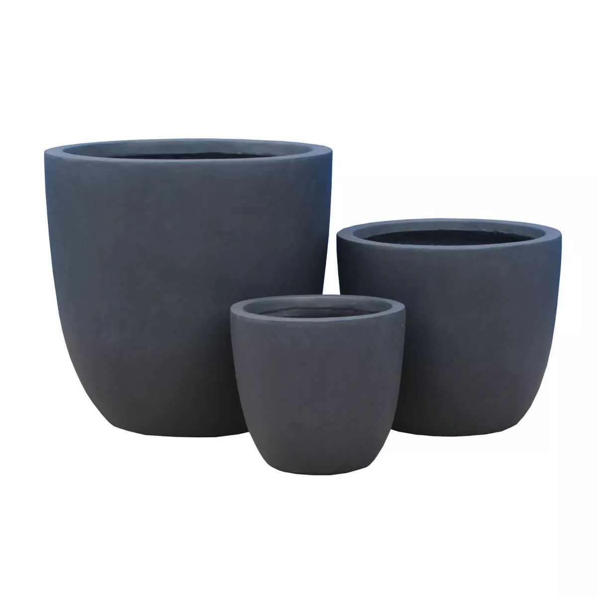 Set of 3 17" Kante Lightweight Modern Seamless Outdoor Concrete Oval Planter Charcoal Black - Ros... | Target