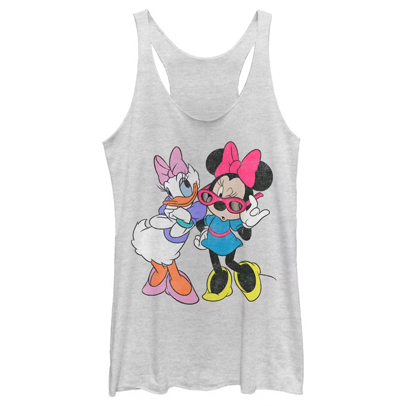 Women's Mickey & Friends Daisy Duck and Minnie Mouse Racerback Tank Top | Target