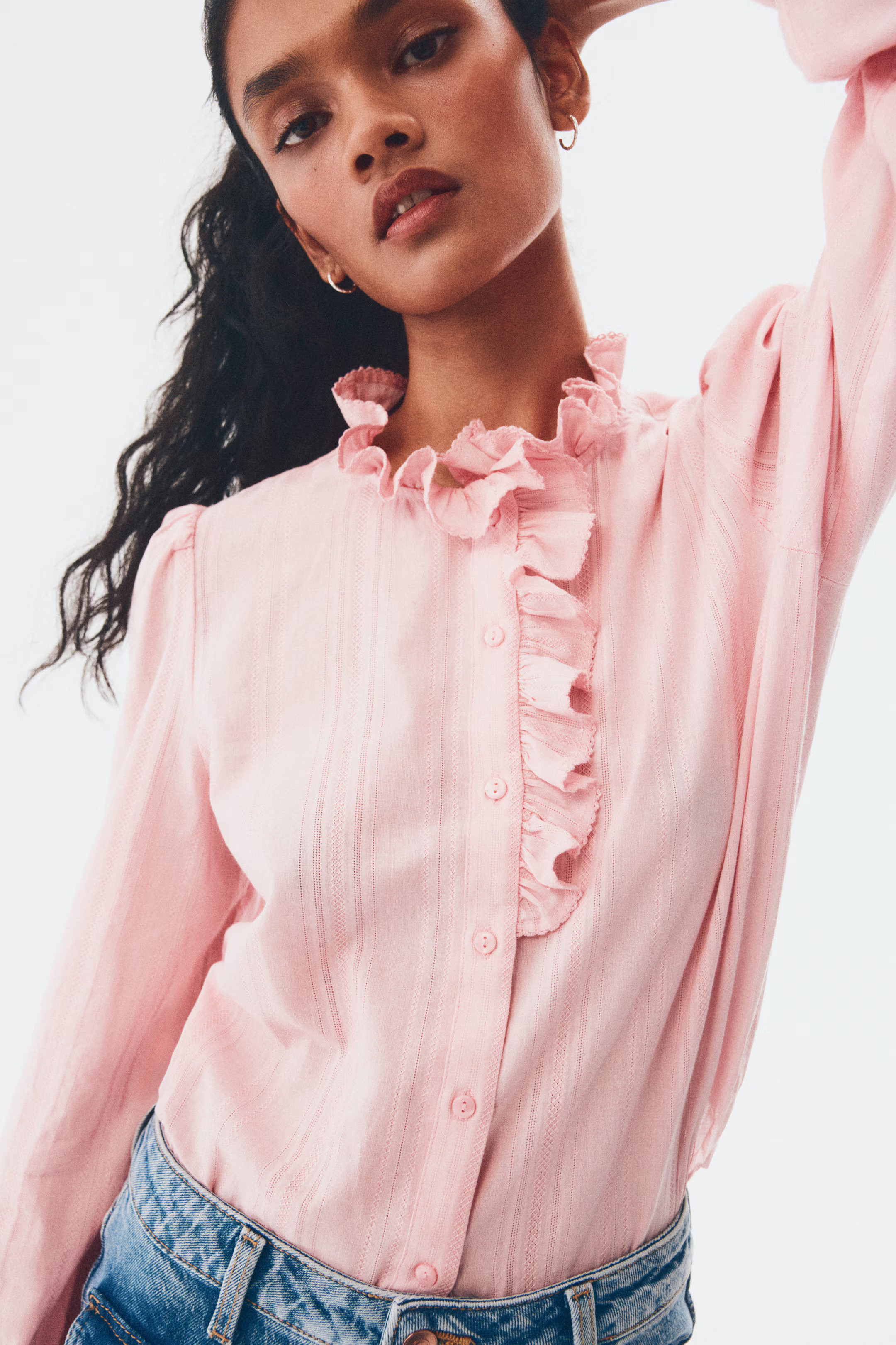 Ruffle-Collar Cotton Blouse | H&M (US + CA)