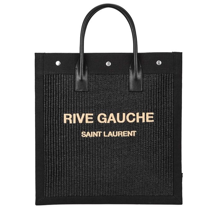 Saint Laurent Rive Gauche Black Raffia Tote | Harvey Nichols (Global)