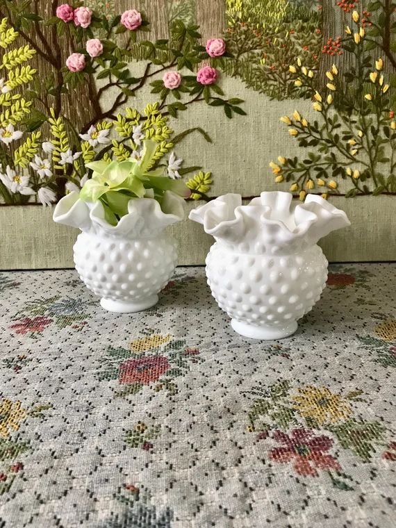 Milk Glass Vase Hobnail Vase Wedding Centerpiece Vases for Wedding Fenton Glass Hobnail Glass Vase W | Etsy (US)