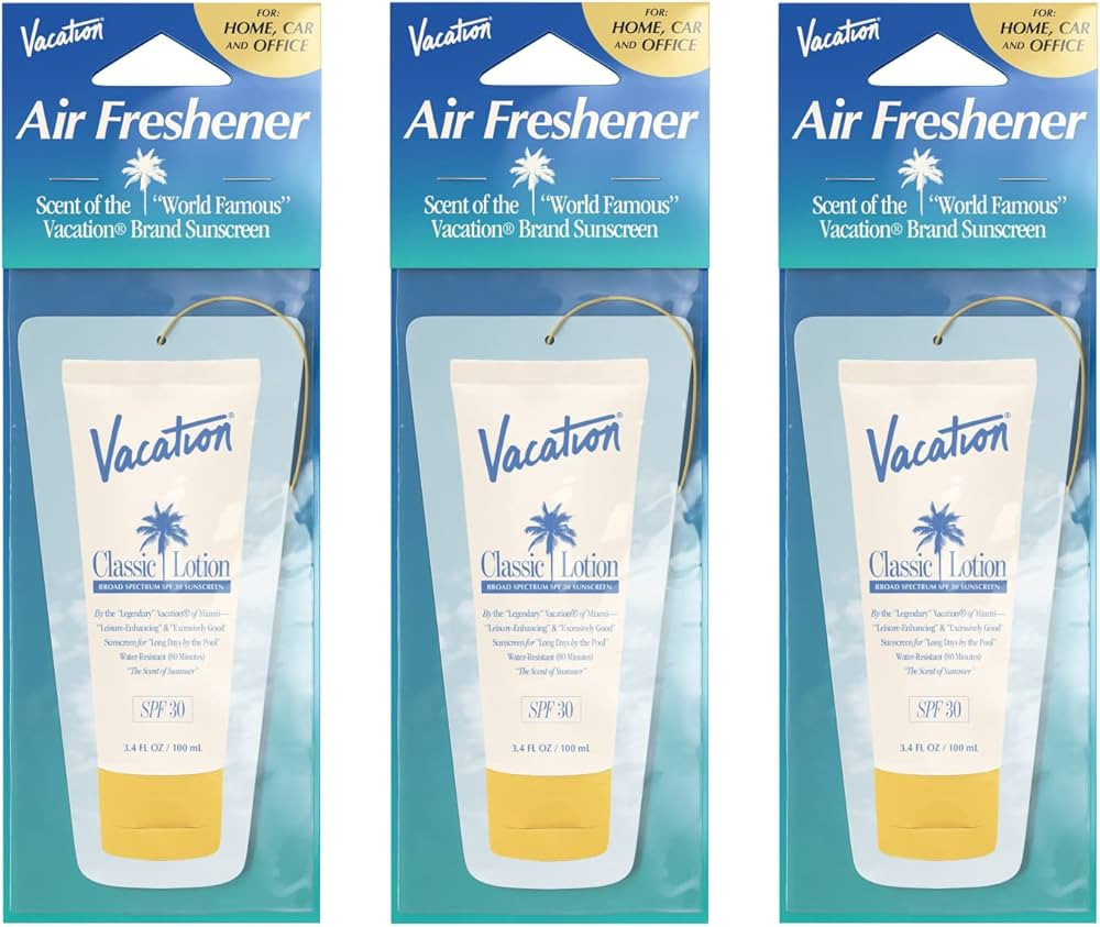 Vacation Air Freshener 3-Pack, Award Winning Vacation Sunscreen Scent, Car Air Fresheners for Wom... | Amazon (US)