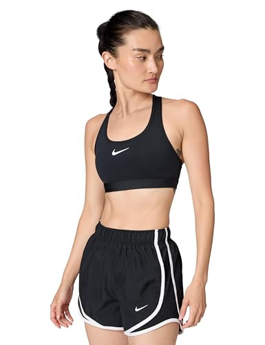 Nike Women's Swoosh Medium Support Padded Sports Bra, Black/White, Medium | Amazon (US)