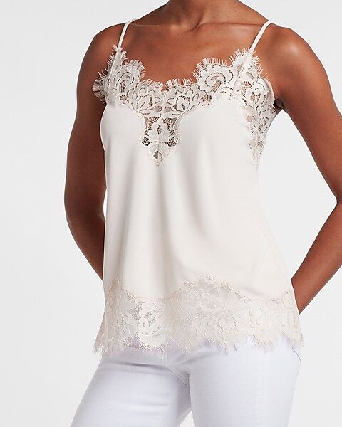 Lace Trim V-Neck Cami | Express