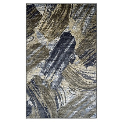 Modern Brushstrokes Abstract Non-Slip Indoor Runner or Area Rug, 5'x8', Brown/ Beige - Blue Nile Mills | Target