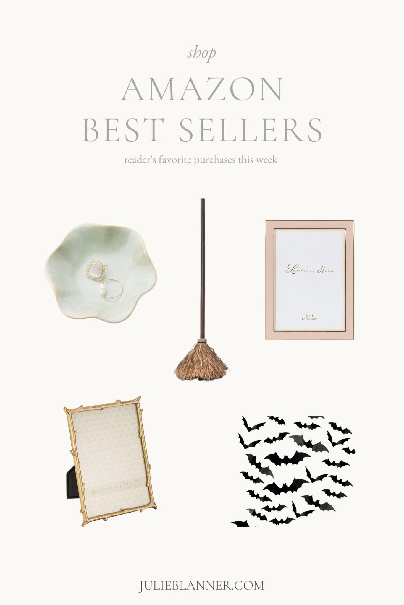 Amazon best sellers this week: Jewelry dish, pink picture frame, good metal picture frame, dancing haunted broom, and bats halloween stickers. Amazon home decor, Amazon home, Amazon fall, Amazon fall decor, Amazon fashion, Amazon beauty, Amazon storefront, Amazon furniture, Amazon deals, Amazon pretty decor, Amazon Christmas decor, Amazon Christmas, Amazon Christmas gifts, Amazon Christmas gifting, Amazon holiday, Amazon holiday decor, Amazon holidays, Amazon Halloween decor #FoundItOnAmazon 

#LTKhome #LTKstyletip #LTKHalloween
