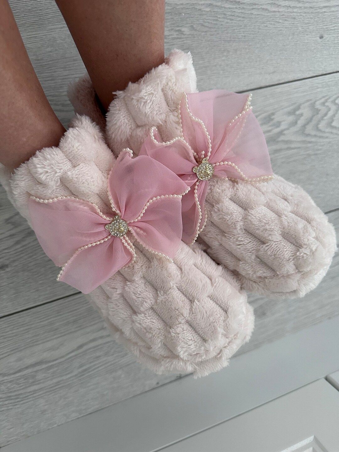 Pink Bow Home Slippers .. Winter Warm Home Boots - Etsy | Etsy (US)